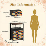 Retro Midcentury Bedside Table - Cabinet with Power Strip & 2 Drawers