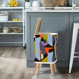 Scandi Square Small Trash Can with Lid, Atomic Mid Century Pattern