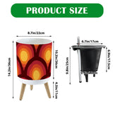 70s Retro Nordic Style Plant Pot with Wooden Legs: Yellow Orange Red