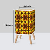 Brown & Yellow Abstract Peacock Eye Pattern 70s Retro Square Trash Can