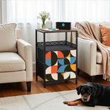 Retro 60s Bedside Table - Cabinet with Charging Station & Drawers