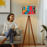 Scandi Retro Tripod Floor Lamp, 70s Funky Flowers