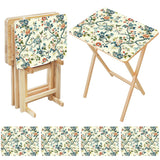 Chinoiserie Blossom retro TV tray set of 4, open table and four folded trays with storage rack