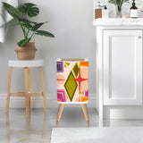 Retro Nordic Square Small Trash Can with Lid, Atomic Mid Century Pattern