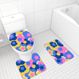 Floral Midcentury 3-Piece Bath Mat Set | Retro 70s Vibrant Pattern
