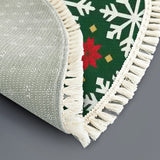 Vintage Style Green White Snowflake Round Christmas Retro Rug