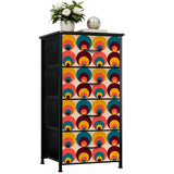 70s Midcentury Retro Dresser: Modern Steel Frame Fabric Storage