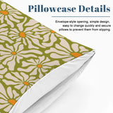 Retro 70s Daisy Pattern Duvet Cover Set: Green Orange White Floral Bedding