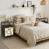 Retro 60s Accent Side Table - Nightstand with Built-In Charging Station