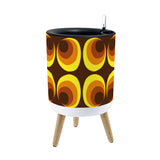 Retro 70s Scandi Style Plant Pot with Wooden Legs: Yellow Orange Brown