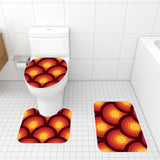 70s Style Bathroom Mat Set | Retro Midcentury 3-Piece Rugs, Peacock Eyes Orange