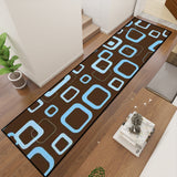Brown Blue 60s Retro Runner Rugs | Midcentury Style Floor Runners