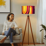 70s Retro Tripod Floor Lamp: Orange Burgundy Linen Shade, Smart LED