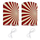 Sunburst Retro Linen Shade Wall Sconces - Midcentury Plug-in Lamp Set of 2