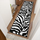 Black White Zebra Runner Rug – Retro Multiple Sizes Animal Print Carpet