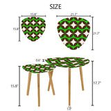Triangle 60s Retro Tripod Nesting Table Set, Green Geometric