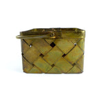 Original 1960S Braided VINTAGE BRASS BASKET planter midcentury decor vessel