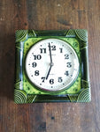 Green 70s MIDCENTURY ceramic WALL CLOCK by Dugena Westgermany
