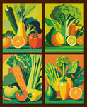 Set of 4 VINTAGE Design Prints of VEGETABLES FRUITS STILLS, vegan PRINTABLE WALL ART