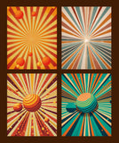 70s style Sunburst PRINTABLE WALL ART, 4 Unique Retro Design Prints, Midcentury Wall Decor