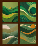 Set of 4 Green Shades 70s style PRINTABLE WALL ART, Retro Midcentury Wall Decor, 70s Aesthetic