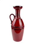 High glossy red XL 1960s handled CERAMIC VASE by Jasba 1707/35