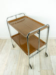 1960s Westgerman midcentury walnut FOLDING BAR CART Serving Trolley