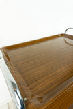 1960s Westgerman midcentury walnut FOLDING BAR CART Serving Trolley