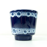 70s blue white CERAMIC PLANTER fat lava glaze, Westgerman midcentury pottery