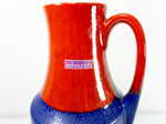 Great xl blue red 1970s WESTGERMAN POTTERY VASE 407-35 by Scheurich