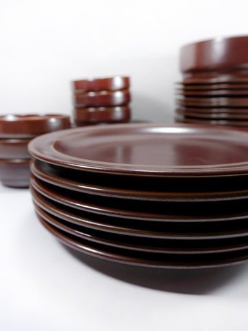 Set of 6 Dinner Plates, 1970s THOMAS Germany MIDCENTURY TABLEWARE 'Kiruna braun'