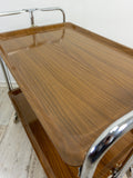 1970s Faux-Wood FOLDABLE BAR CART, midcentury folding trolley Westgermany