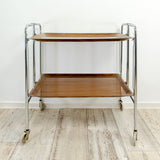 1970s Faux-Wood FOLDABLE BAR CART, midcentury folding trolley Westgermany