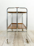 1970s Faux-Wood FOLDABLE BAR CART, midcentury folding trolley Westgermany