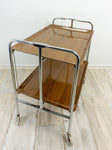 1970s Faux-Wood FOLDABLE BAR CART, midcentury folding trolley Westgermany
