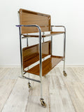 1970s Faux-Wood FOLDABLE BAR CART, midcentury folding trolley Westgermany