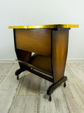 Real Glass Top! 1950s SIDE TABLE CART Magazine Rack