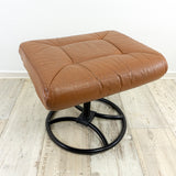 Danish design 1970s upholstered cognac brown MIDCENTURY LEATHER STOOL