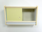 1950s midcentury KITCHEN WALL CABINET vanilla yellow blue sliding doors