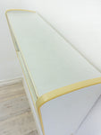 1950s midcentury KITCHEN WALL CABINET vanilla yellow blue sliding doors
