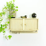 1950s wooden KITCHEN CABINET with TAMBOUR doors, hooks and curtain rail