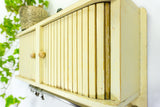 1950s wooden KITCHEN CABINET with TAMBOUR doors, hooks and curtain rail