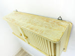 1950s wooden KITCHEN CABINET with TAMBOUR doors, hooks and curtain rail
