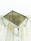 1980s Smoked GLASS CHROME Coffee TABLE night stand side table