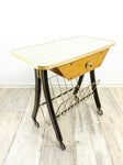 1960s midcentury MAGAZINE RACK CART with drawer and Formica top