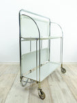 Rare color! 60s FOLDING BAR CART by Bremshey Westgermany, gray white midcentury pattern