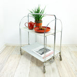 Rare color! 60s FOLDING BAR CART by Bremshey Westgermany, gray white midcentury pattern