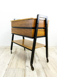 1960s midcentury SEWING CART Box with drawer, Nightstand, Side Table
