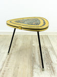 Black yellow 60s tripod MOSAIC side end table, midcentury PLANT STAND