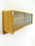1950s midcentury KITCHEN WALL CABINET, frosted glass sliding doors